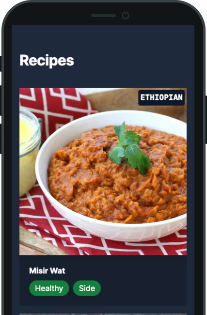 Screenshot of Recipe Web App